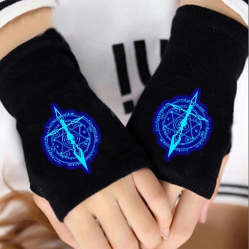 Luminous Half Finger Gloves Warms Fingerless Gloves Hand Warmer Winter Knitting Faux Wrist FGO Cosplay Gloves