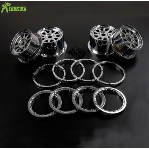 Plastic Chrome Front Rear Wheel Hub with Beadlock Ring Kit Fit for 1/5 HPI RODUN ROVAN KM BAJA 5B SS RC CAR Toys PARTS