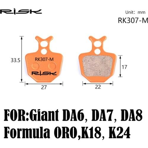 RISK Full-metal Bicycle Disc Brake Pads for Giant DA6/DA7/DA8,Formula ORO / K18/K24 Disc Brake Set Pads 1 Pair