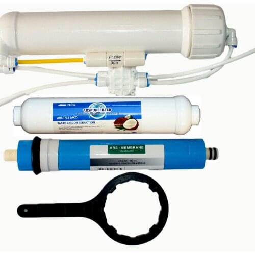 Water Treatment Device 75 GPD + Membrane Filter Tank Set, Check Valve, Flow Of Autoshut, tasteer Reverse Osmosis Full Sett Water Purifier