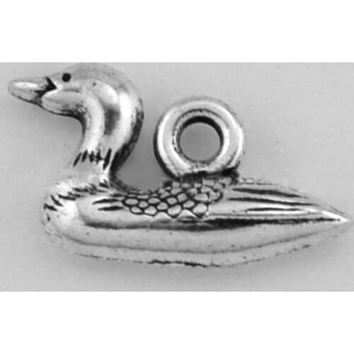 RAINXTAR Antique Silver Color Cute Duck Alloy Animal Charms 50pcs 10*18mm AAC777
