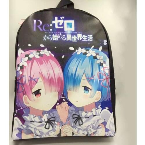 13" Cartoon Re:Life in a different world from zero Rem Ram PU school bag knapsack book pack backpack outdoor student