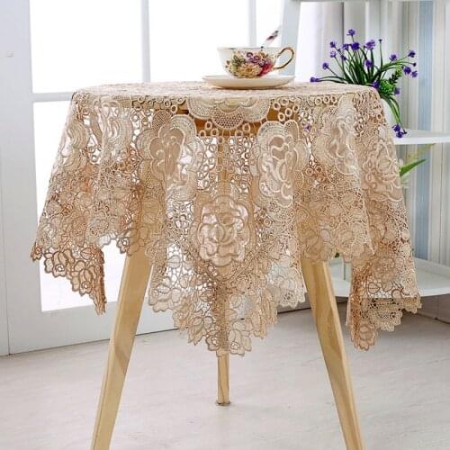 Luxury Vintage Embroider Table Cloth Lace Decorative Tablecloth Dining Table Cover Cloth Textile Wedding Party Hotel Home Decor