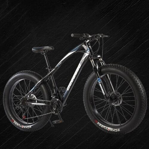 Super Wide Tire Snowmobile 21-speed Spring Fork (low Gear Without Damping) Shock Absorption Double Disc Brake Mountain Bike
