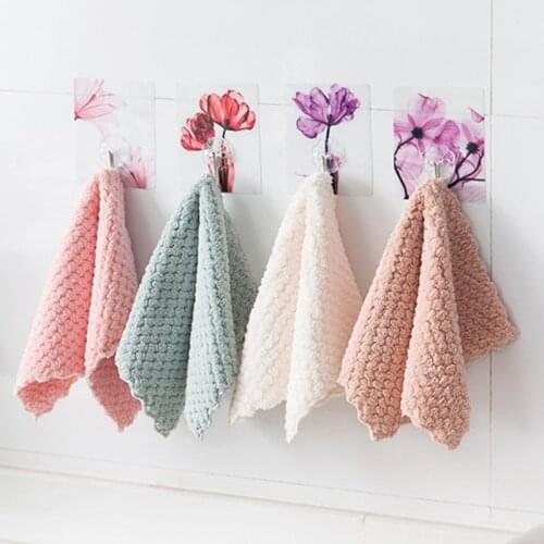 4pcSuper Absorbent Kitchen Towels Soft Microfiber Cleaning Cloths Non-stick Oil Dish Cloth Rags For Kitchen Household Dish Towel