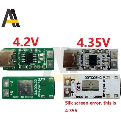 USB Type-C DC 5V to 4.2V 4.35V Li-ion Li-Po Lithium Battery Charger Module for 3.7V 3.8V 18650 Cell Phone Battery
