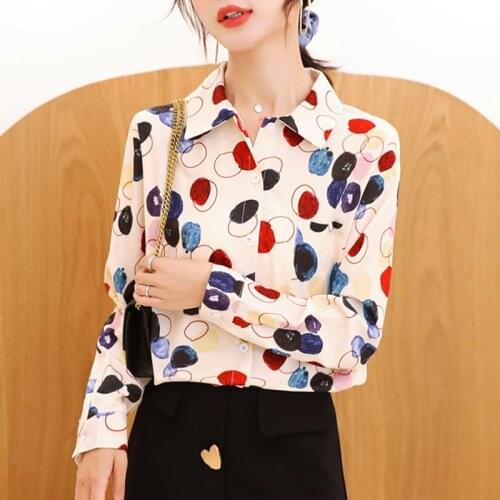 Woman Feminina WomenS Vintage Blouse Fashion Clothes 2020 Spring Autumn Printed Long Sleeve Shirts Female D0184