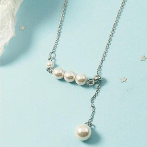 KOFSAC Cute/Romantic Pearl Tassel Necklace For Women Jewelry Beautiful Silver Color Girl Glamorous Valentines Day Accessories