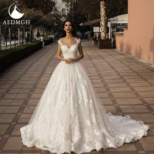Aedmgh Ball Gown Wedding Dresses 2021 Scoop Sleeveless Court Train Vestido De Novia Backless Beaded Appliques Robe De Mariee