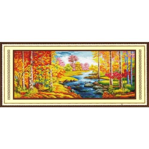 191*80cm DIY handwork golden scenic embroidery cross stitch 11CT wide printed cross stitch set 1pcs