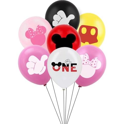 10pcs 12inch Mickey Minnie Mouse Printed Latex Balloon Babys First Birthday Mickey Theme Party Decoration