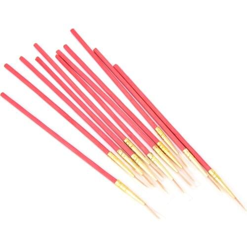 10Pcs/Set Kids Student Watercolor Gouache Painting Teaching Pen Nylon Hair Wooden Handle Paint Set Drawing Art Supplies