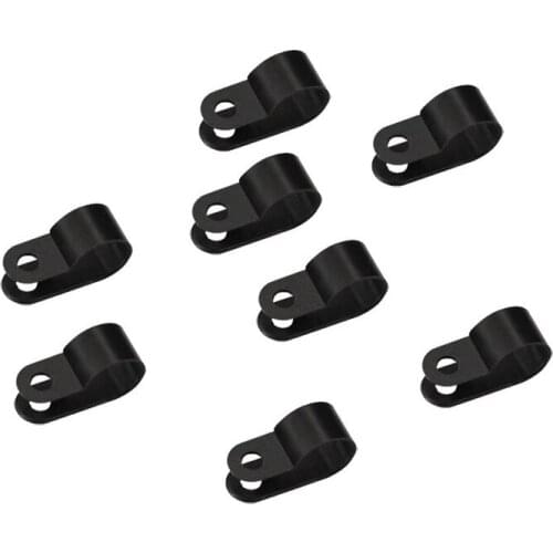 100 Pcs R-Type Nylon Cable Clamp Plastic White Black Hose Fasteners Cable Clip 10.4MM line cable clips for Wire Management