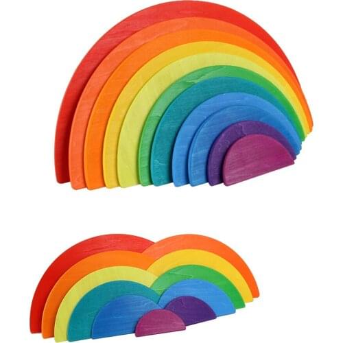 11 Pcs Colorful Building Blocks Arch Bridge Half Moon Fun Wooden Toys Imagination Creative Children Early Educational Toy