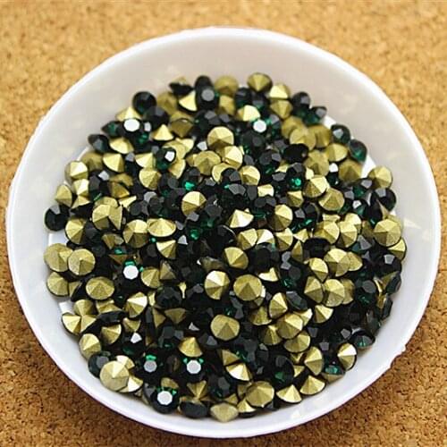 1440PCS SS16 4mm Emerald Pointback Rhinestones Glass Strass Chaton Stones for DIY Jewelry Clothing Crafts Decoration