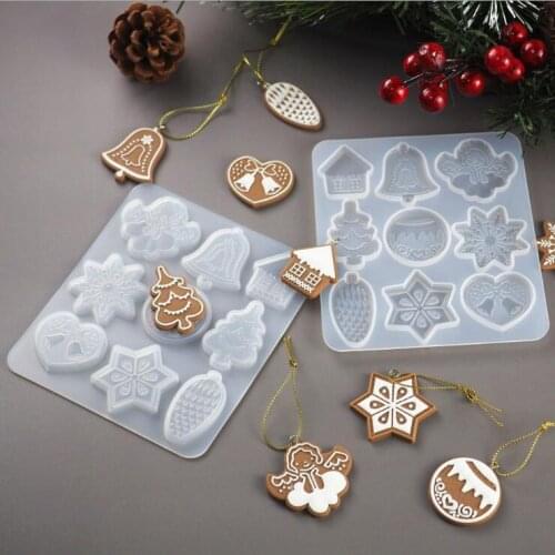 DIY Resin Crystal Epoxy Mold Christmas Tree Snowflake Elk Pendant Keychain Listing Jewelry Silicone Mold Set