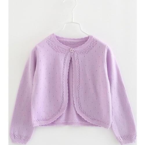 2021 Purple Girls Cardigans Sweater Jacket Kids Pink Girl Coat For 1 2 3 4 5 6 7 8 Year Old Outcoat Girls Clothing OKC205001