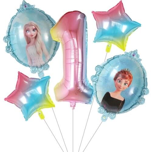 5pcs Elsa Princess Foil Helium Balloons 30inch Number Baby Shower Girl Air Globos Birthday Theme Party Decorations Kids Toys