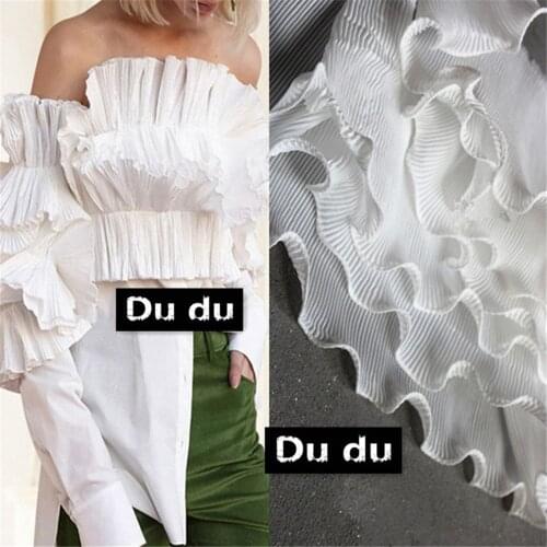50*10cm pleated Bud silk Lotus leaf Lace Garment accessories waves Mechanism Stereoscopic Dress Lace Fabric DIY