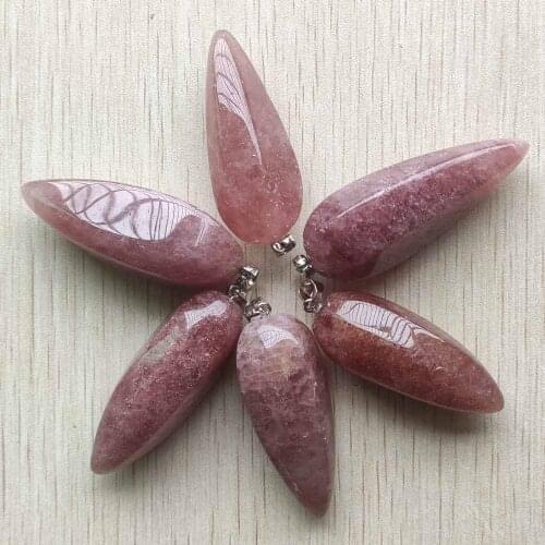 Good quality natural strawberry gold stone hexagon cone shape pendants for jewelry making wholesale 6pcs/lots free shipping