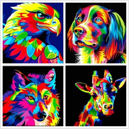 ArtBack 5d diy diamond painting color animal pattern dog eagle wolf cow full square diamond embroidery 3d full drill