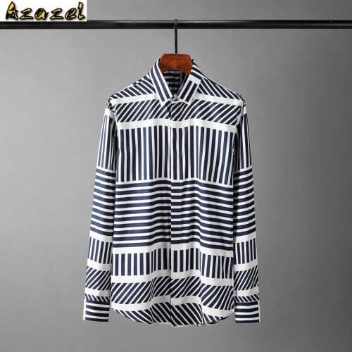 Azazel Irregular Stripe Mens Shirts Luxury Long Sleeve Casual Mens Dress Shirts Plus Size 4xl Fashion Slim Fit Party Man Shirts