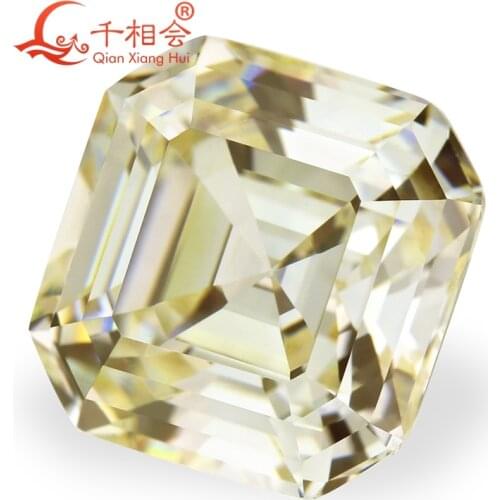 White color MN yellowish asscher shape princess cut for cubic zirconia loose CZ stone
