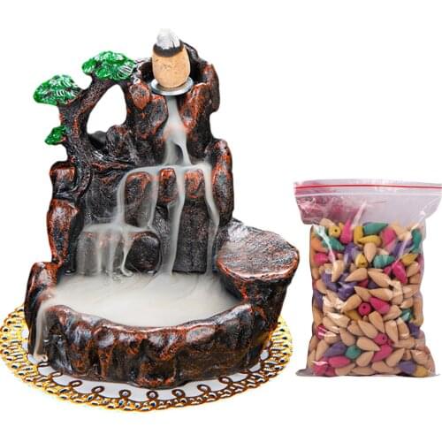 River Mountain Incense Holder Incense Burner*1 Fragrant Cone *50 Anti-slip Mat*1 Waterfall Smoke Incense Burners Home Decoration