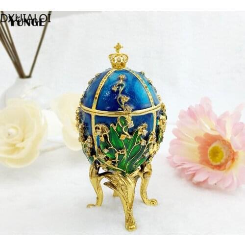 Home decoration creative egg shape jewelry storage box painted electroplating diamond metal crafts office home furnishings