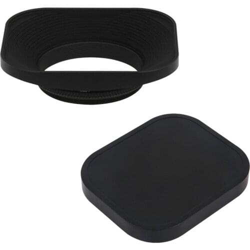 Haoge 43mm Square Metal Screw-in Lens Hood with Cap for Carl Zeiss Biogon T ZM 35mm f2.8 35mm f2, Leica X Typ 113 Lens Black