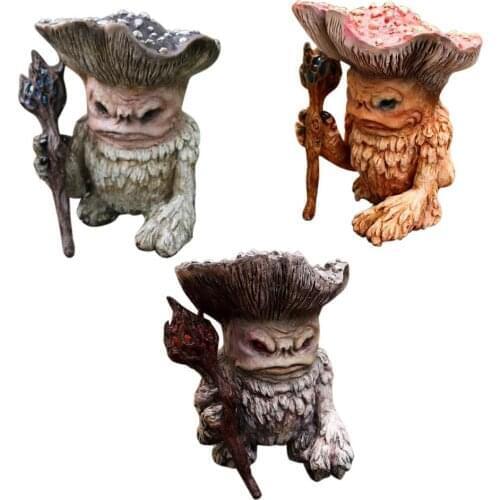 Monsters Shaman Wizard Troll Toy Mushroom Wizard Weatherproof Resin Craft Figure Decoration Doll Garden Decor Accessories
