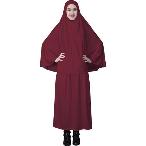 Islamic Clothing Prayer Sets Women Muslim Garment Hooded Tops and Skirts Hijab Dress Abaya Dubai Jurken Abayas Two Piece Sets