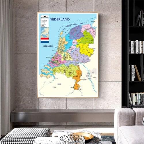 60*90cm In Dutch The Netherland Map Wall Art Poster Canvas Painting Office Home Decoration Kids School Supplies