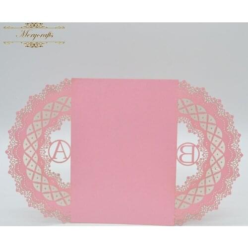 MR120 laser cut scroll lace wedding invitations luxury with names' initials