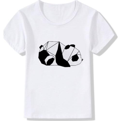 Summer Tops Boys/Girls Tshirt Geometric Panda Design T Shirt Kids Casual Cool Tops Childrens Tees White Cute Funny T-Shirt