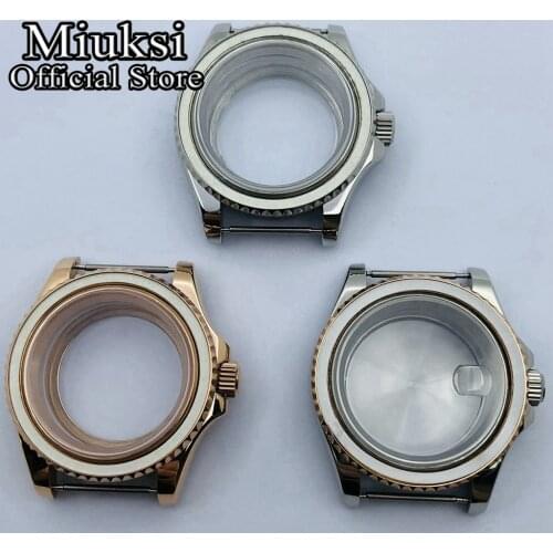 Miuksi 40mm sapphire glass polished bidirectional rotating bezel case fit NH35 NH36 ETA2836 Miyota 8205 8215 821A DG2813 3804