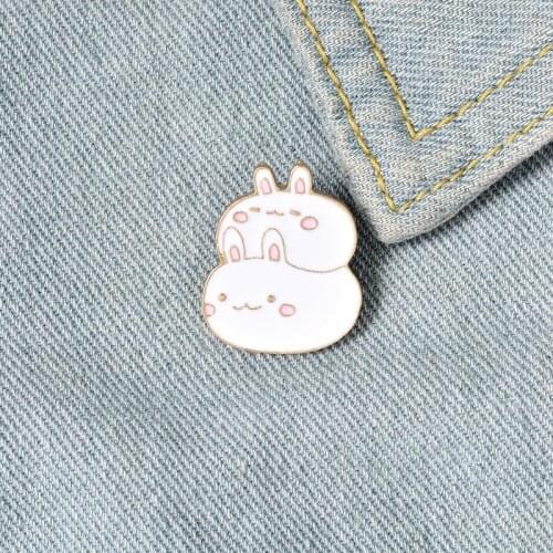 Cartoon Cute White Rabbit Brooch Enamel Pin Lapel Pins Badge