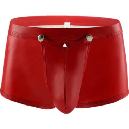 Mens Sexy Open Crotch Leather Short Pants For Sex Male Latex Shaping Boxer Crotchless Hot Porn Bulge Pouch Sexy Bottom Underwear