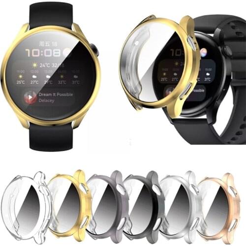 TPU Soft Shell Full Glass Screen Protector Case Frame For Huawei Watch 3/3 Pro 48/46mm Smartwatch 3pro Protective Bumper Cover