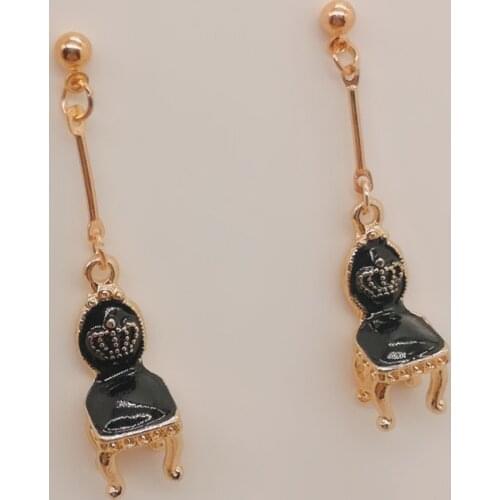 Lovely chair enamel charm metal dripping pendant earrings jewelry