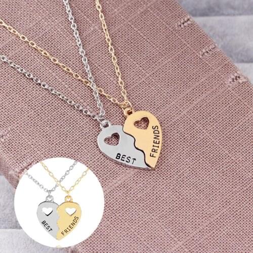 Fashion New Best Friends Forever Necklace BFF Necklaces For Women Hollow Broken Love Heart Pendant Gold Necklaces&Pendants