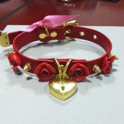 Handmade Cute Kawaii Clay Ceramic Flower Choker Vegan Leather Padlock Key Lolita Collar Women Girl Necklace