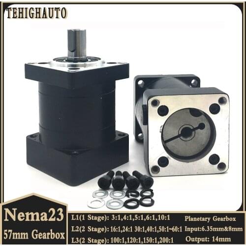 57mm Planetary Reducer Nema23 Stepper Motor Reducer Planetary Gearbox Reduction Gear Speed Ratio 3:1,5:1,10:1~216/1 CNC Parts