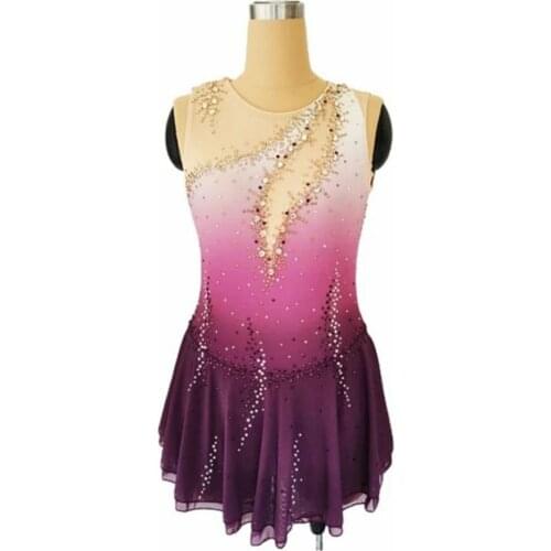 Ice Figure Skating Dress Women girls ballet Competition latin Sky blue Teens Skating dress female dancewear skating dress