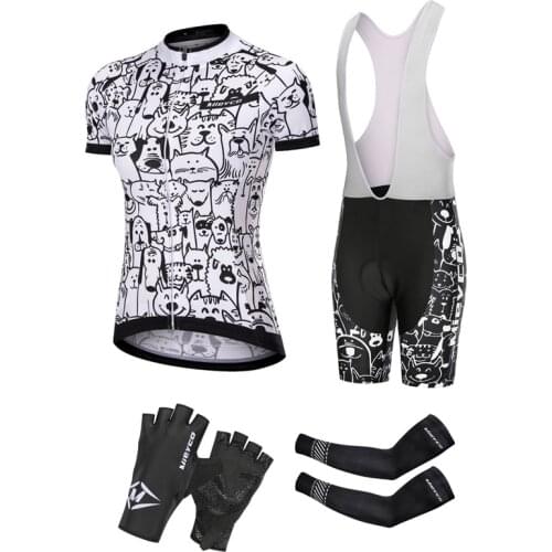 Pro Cycling Jersey Set Mountain Bike Wear Womens Suit Cartoon White Cat Dog MTB Bicycle Clothing BMX Equipamento De Ciclismo