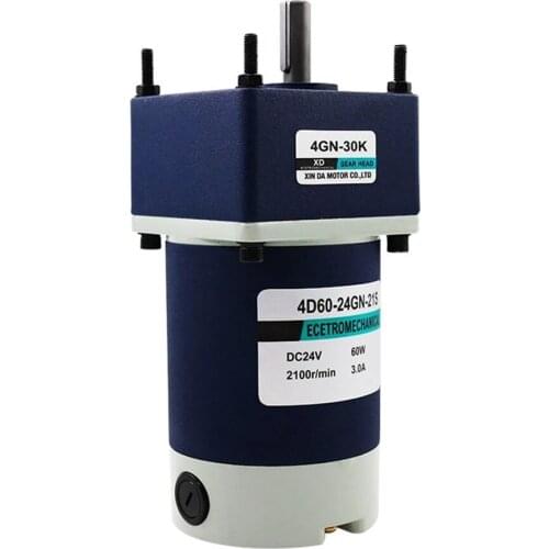 60W Gear Motor Electric DC 12V 24V High Torque Maximum 100KG Slow Speed 10rpm-600rpm Adjustable Reducer Reversed 12 V DIY Engine