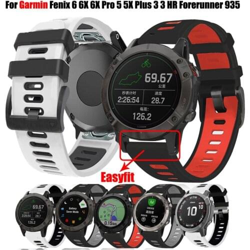 22 26mm Quickfit Watch Strap For Garmin Fenix 6 6X Pro 5X 5 Plus 3HR 935 945 S60 Descent MK1 D2 Silicone Band Watch Wristband