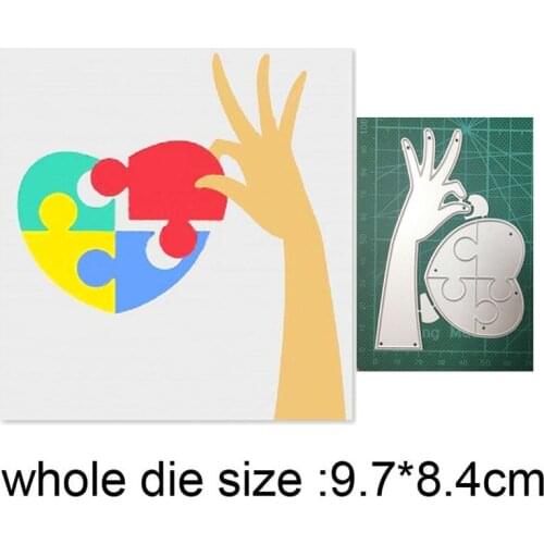 Puzzle Heart Hand metal cutting dies Scrapbooking dies cuts Diy Card Making knife mould blade punch stencils dies Embossing Dies