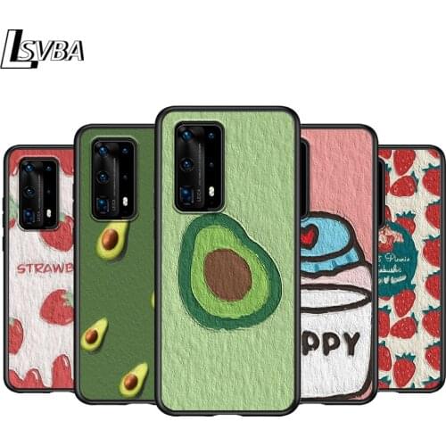 Cute Oil Painting Cartoon Fruit For Huawei P Smasrt 2018 2019 2020 2021 Smart S/Z Smart Plus Smart Pro Black Cover Phone Case