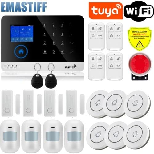 Tuya WIFI GSM home Security smart Alarm System Burglar kit touch screen compatible with Tuya IP Camrea